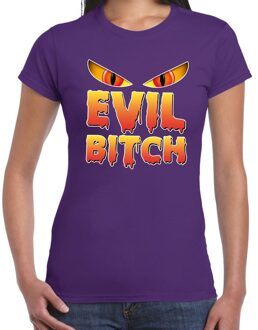 Bellatio Decorations Halloween Evil Bitch verkleed t-shirt paars voor dames L