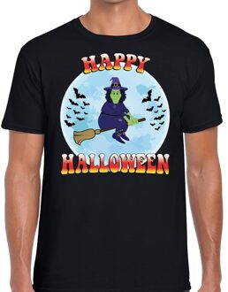 Bellatio Decorations Halloween Happy Halloween heksen horror shirt zwart voor heren 2XL - Feestshirts