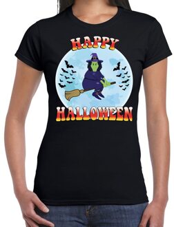 Bellatio Decorations Halloween Happy Halloween horror heks shirt zwart voor dames 2XL - Feestshirts