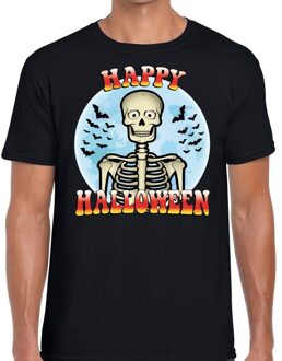 Bellatio Decorations Halloween Happy Halloween horror shirt zwart voor heren 2XL - Feestshirts