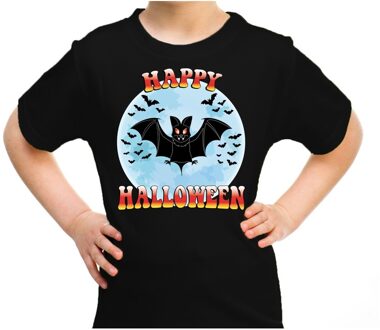 Bellatio Decorations Halloween Happy Halloween horror vleermuisje shirt zwart voor kinderen L (146-152) - Feestshirts