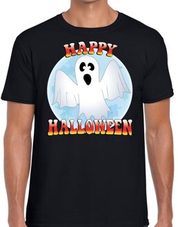 Bellatio Decorations Halloween Happy Halloween spookje horror shirt zwart voor heren 2XL - Feestshirts