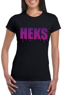 Bellatio Decorations Halloween heks tekst t-shirt zwart dames XS