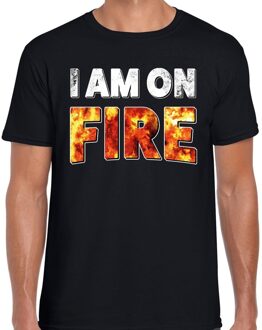 Bellatio Decorations Halloween I am on fire verkleed t-shirt zwart voor heren 2XL