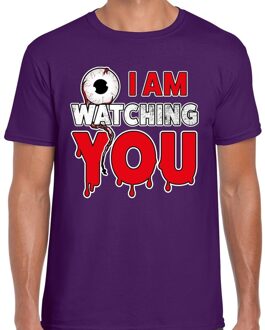 Bellatio Decorations Halloween I am watching you verkleed t-shirt paars voor heren 2XL