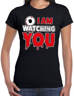 Bellatio Decorations Halloween I am watching you verkleed t-shirt zwart voor dames 2XL