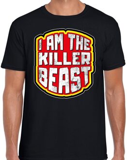 Bellatio Decorations Halloween killer beast verkleed t-shirt zwart voor heren 2XL