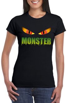 Bellatio Decorations Halloween monster ogen t-shirt zwart dames 2XL