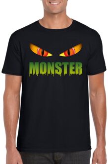 Bellatio Decorations Halloween monster ogen t-shirt zwart heren 2XL