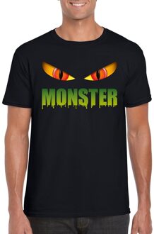 Bellatio Decorations Halloween monster ogen t-shirt zwart heren