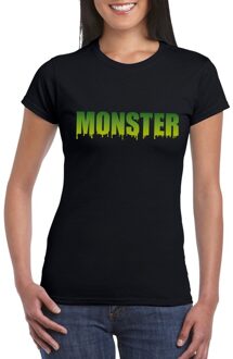 Bellatio Decorations Halloween monster tekst t-shirt zwart dames 2XL