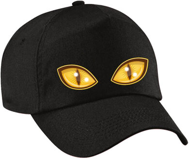 Bellatio Decorations Halloween monster verkleed pet - gele ogen - zwart - unisex - volwassenen - horror petjes Geel