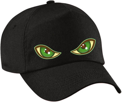 Bellatio Decorations Halloween monster verkleed pet - groene ogen - zwart - kinderen - unisex - horror petjes