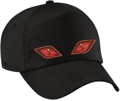 Bellatio Decorations Halloween monster verkleed pet - rode ogen - zwart - kinderen - unisex - horror petjes