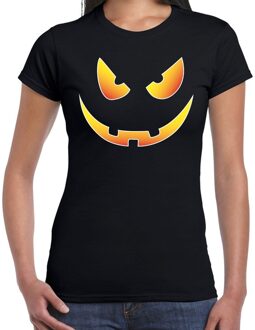 Bellatio Decorations Halloween Scary face verkleed t-shirt zwart voor dames XS