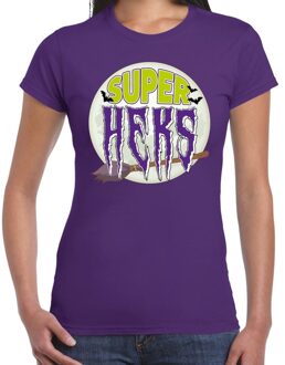 Bellatio Decorations Halloween Super heks - verkleed t-shirt - paars - voor dames - korte mouwen