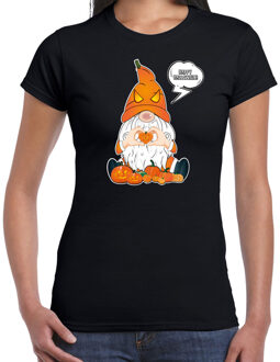 Bellatio Decorations Halloween verkleed t-shirt dames - pompoen kabouter/gnome - zwart - themafeest 2XL - Feestshirts