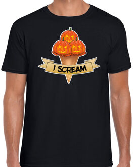 Bellatio Decorations Halloween verkleed t-shirt heren - pompoen - zwart - themafeest outfit - I scream L - Feestshirts