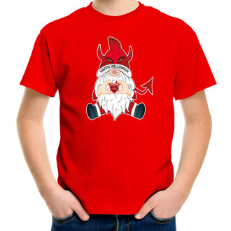 Bellatio Decorations Halloween verkleed t-shirt voor kinderen - duivel kabouter/gnome - rood - themafeest outfit L (140-152)