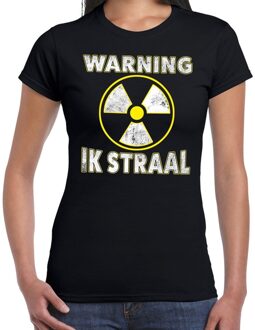 Bellatio Decorations Halloween warning ik straal verkleed t-shirt zwart voor dames M