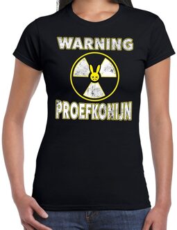 Bellatio Decorations Halloween warning proefkonijn verkleed t-shirt zwart voor dames 2XL