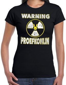 Bellatio Decorations Halloween warning proefkonijn verkleed t-shirt zwart voor dames