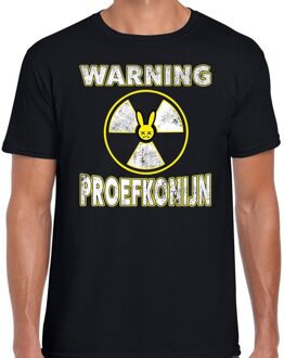 Bellatio Decorations Halloween warning proefkonijn verkleed t-shirt zwart voor heren 2XL