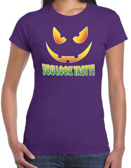 Bellatio Decorations Halloween You look tasty verkleed t-shirt paars voor dames 2XL