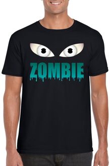 Bellatio Decorations Halloween zombie ogen t-shirt zwart heren 2XL