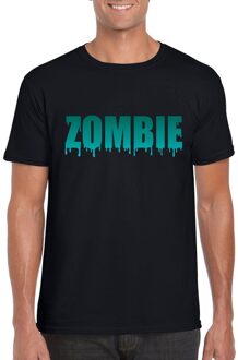 Bellatio Decorations Halloween zombie tekst t-shirt zwart heren