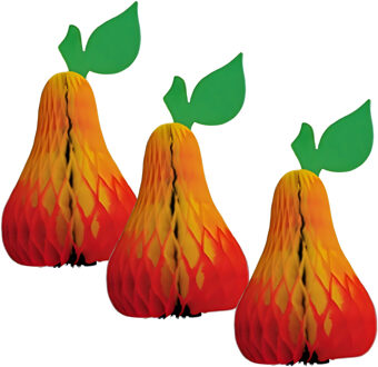 Bellatio Decorations Hang decoratie fruit thema peer - 3x - van papier - 20 cm - Fruit gezond - decoraties/versieringen