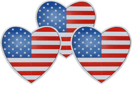 Bellatio Decorations Hangdecoratie hart Amerika/USA - 3x - Dia 28 cm - Amerikaanse vlaggen landen versiering