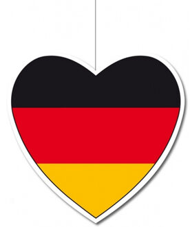 Bellatio Decorations Hangdecoratie hart Duitsland14 cm - Duitse vlag EK/WK landen versiering