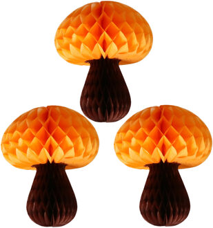 Bellatio Decorations Hangdecoratie herfst thema paddenstoel oranje - 3x - 20 cm- herfst versiering - brandvertragend