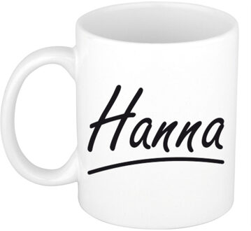 Bellatio Decorations Hanna Naam koffiemok - beker - met sierlijke letters - wit - 300 ml - Cadeau - Dames