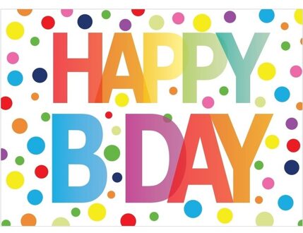 Bellatio Decorations Happy B-Day verjaardagskaart - briefkaart - groot formaat wenskaart - 21 x 14,8 cm