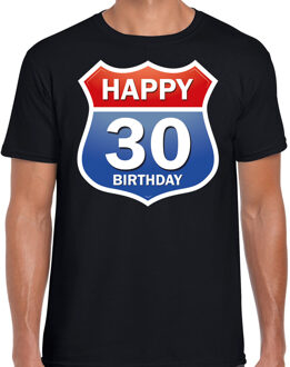 Bellatio Decorations Happy birthday 30 jaar verjaardag t-shirt route bordje zwart voor heren L