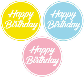 Bellatio Decorations Happy Birthday bierviltjes - glazen onderzetters - 30x stuks - D10 cm - Verjaardag tafel artikelen