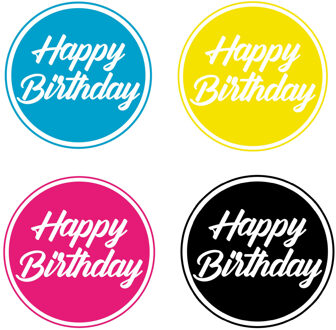 Bellatio Decorations Happy Birthday bierviltjes / onderzetters - 40x stuks - D10 cm - Verjaardag tafel artikelen - Feest