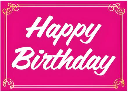 Bellatio Decorations Happy Birthday in sierlijke letters wenskaart - knalroze - verjaardag - ansichtkaart - A5 formaat