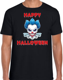 Bellatio Decorations Happy Halloween blauwe horror clown verkleed t-shirt zwart voor heren