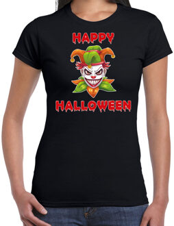 Bellatio Decorations Happy Halloween groene horror joker verkleed t-shirt zwart voor dames