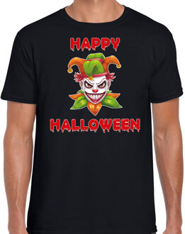 Bellatio Decorations Happy Halloween groene horror joker verkleed t-shirt zwart voor heren