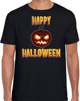 Bellatio Decorations Happy Halloween horror pompoen verkleed t-shirt zwart voor heren