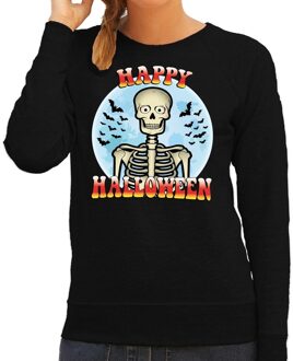 Bellatio Decorations Happy Halloween skelet verkleed sweater zwart voor dames 2XL