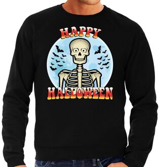 Bellatio Decorations Happy Halloween skelet verkleed sweater zwart voor heren 2XL