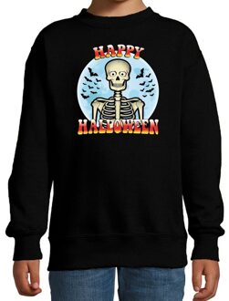 Bellatio Decorations Happy Halloween skelet - verkleed sweater - zwart - voor kinderen - horror skelet trui - kleding