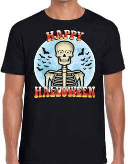 Bellatio Decorations Happy Halloween skelet verkleed t-shirt zwart voor heren