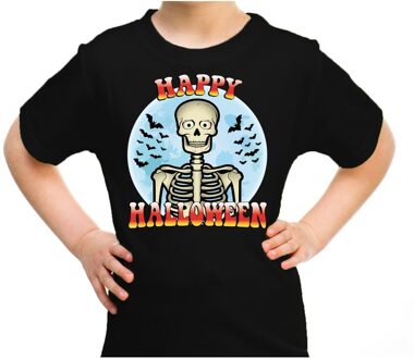 Bellatio Decorations Happy Halloween skelet verkleed t-shirt zwart voor kinderen