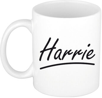Bellatio Decorations Harrie Naam koffiemok - beker - met sierlijke letters - wit - 300 ml - Cadeau - Heren